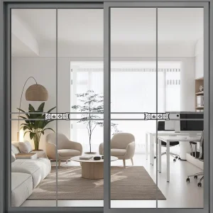 Frameless Aluminum Glass Sliding Door with Sound Insulation for Villas Interior or Outdoor Living Room Black