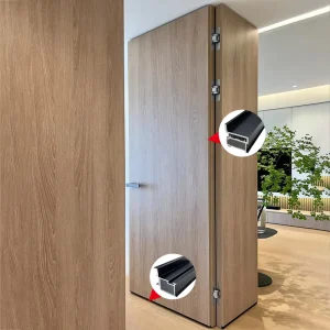 Frameless Aluminum and Wood Invisible Swing Door with Hidden Wall Flush Profile