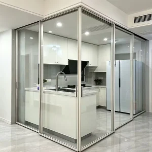 Frameless Double-Glazed Clear Glass Sliding Wall Partition for Office Heat and Cold Insulation