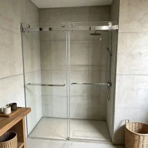 Frameless Double Sliding Glass Shower Door 8/10mm Tempered Glass Customizable Bathroom Shower Enclosure for Hotel and Home