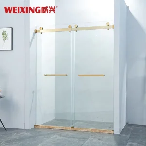 Frameless Double Sliding Stainless Steel Tempered Glass Shower Cabin Door for Villa Hotel Home