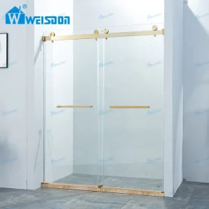 Frameless Double Sliding Tempered Glass Stainless Steel Shower Door