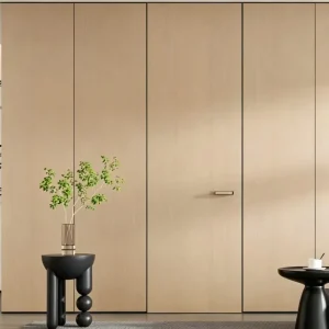 Frameless Hidden Invisible Wooden Interior Door with Integrated Wall Design