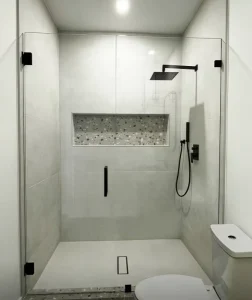 Frameless Hinged Shower Door 30″-34″W x 72″H 1/4″ Clear Tempered Glass Matte Black Finish Reversible Swing Bathroom Door