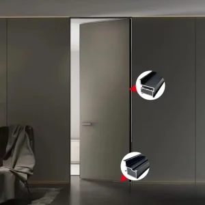 Frameless Invisible Interior Door with Ultra-Narrow Aluminum Frame and Wooden Honeycomb Profile