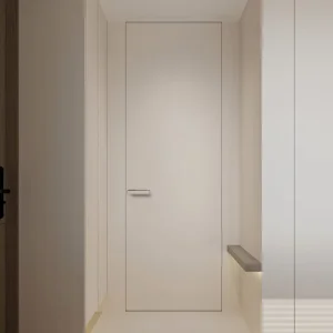 Frameless Invisible Solid Wood and Polymer Interior Door with Ultra-Narrow Frame