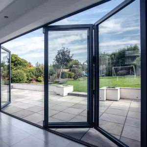 Frameless Look Aluminum Folding Door with Concealed Hardware Clean Visual Lines Thermal Break Profile