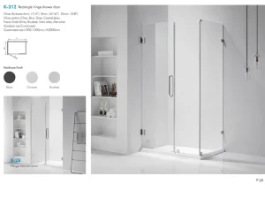 Frameless Modern Rectangular Shower Enclosure 10mm Tempered Glass Corner Hinged Door For Hotel Bathroom Projects