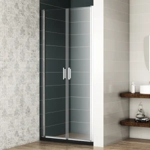 Frameless Pivot Shower Door for Hotels Clear Tempered Glass with Double Handles