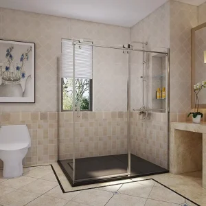 Frameless Sliding Glass Shower Enclosure with 10mm Tempered Glass and 304 Stainless Steel Soft-Closing System for Hotels and Apartments
