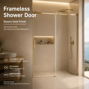 Frameless Sliding Shower Door with Tempered Glass for Hotel and Villa Bathroom Enclosure Kit Custom Size