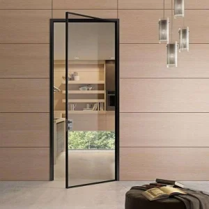 Frameless Slim Narrow-Frame Aluminum Glass Swing Door for Toilet, Kitchen, and Bathroom Interiors