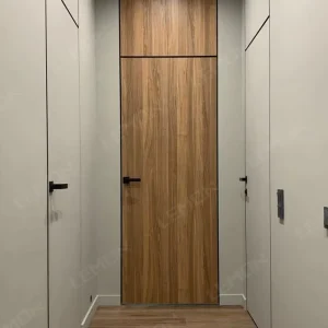 Frameless Solid Core Wooden Interior Door with Magnetic Lock and Aluminum Hidden Frame