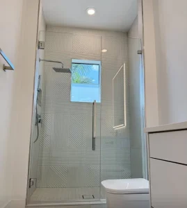 Frameless Swing Shower Door with Chrome Hinges, 8mm Tempered Glass for Master Bathrooms