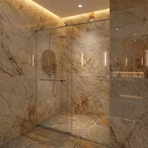 Frameless Tempered Coated Glass Shower Enclosure with Hinge Door, Square Design, for Hotels and Gyms