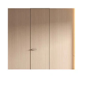Frameless Windproof Aluminum-Wood Door Modern Minimalist Wood Grain Interior Door