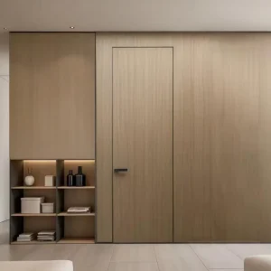 Frameless Wood and Aluminum Hidden Pre-hung Interior Slab Door for Office or House Rooms