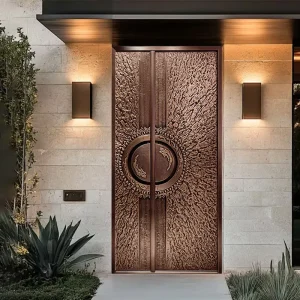 French Country Handcrafted Copper Entry Door and Main Gate for Estate Homes