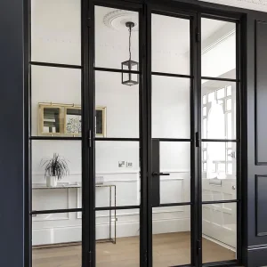 French-Design Aluminum Grid Structure Clear Glass Door and Window