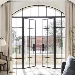 French Design Exterior Double Glazed Thermal Insulation Thermal Break Steel Swing Glass Door Waterproof