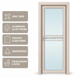 French Design Modern Aluminum Alloy Manual Swing Glass Toilet Casement Door Sound Insulation Waterproof Durable Living Room