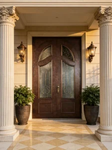 French Design Villa Front Entrance Door Cast Aluminum Double Exterior Security Entry Door for Apartment or Mansion