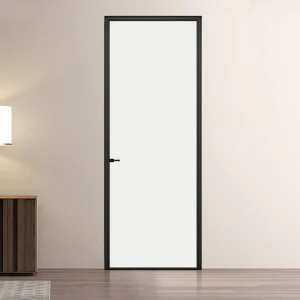 French Double-Swing Aluminum Door with Smoked Glass and White Frame