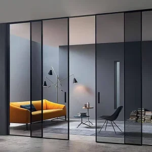 French Hidden-Partition Four-Link Kitchen and Balcony Sliding Door, Three-Link Ultra-Narrow Frame, Changhong Glass