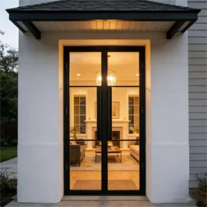 French High-Transparency Glass Thermal Break Aluminum Horizontal Swing Door