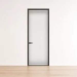 French Minimalist Narrow Frame Aluminum Alloy Swing Door with Single Tempered Glass for Bedroom, Villa, and Apartment Use