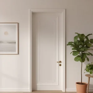 French Raised-Panel Wooden Door Custom Size Wabi Sabi Interior Door
