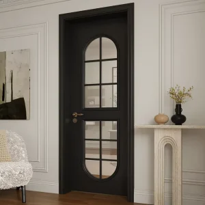 French Retro Solid Wood Black Single Interior Door