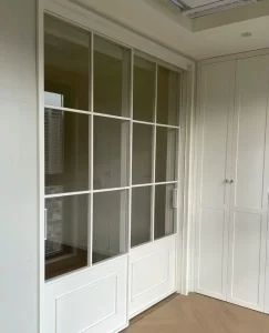 French Retro Very Narrow Triple Sliding Door, Modern Kitchen and Balcony Partition Door, Manufacturers for Living Room