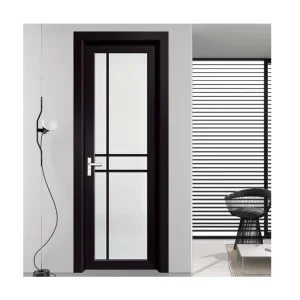 French Sash Aluminum PVC Wood-Framed Glass Swing Door, Waterproof, 57