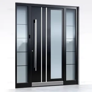 French Security Entrance Door, Grey 304 Stainless Steel, Smart Lock