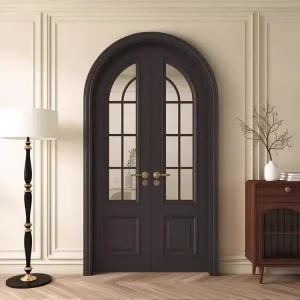 French Solid Wood Painted Side-Opening Glass Interior Entrance Door
