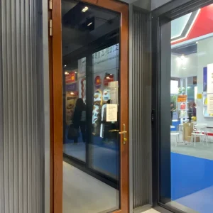 French Solid Wood Swing Door with Aluminum Alloy Frame and Exterior Glass