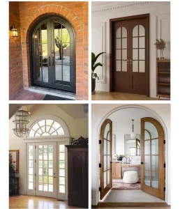 French-Style Arched Aluminum Alloy Glass Double Door Windproof Interior Door for Villa or Commercial Use Custom Size