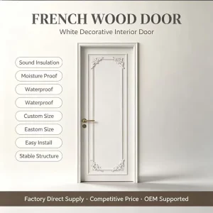 French Style Carved Solid Wood Composite Baking Paint Sound Insulation Internal Doors Bedroom Closet