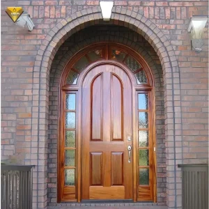French-Style Classical Wooden Single-Arch Entrance Door with Glass