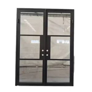 French Style Double Door Ultra-Narrow Frame Solid Structure Flat Top Decorative Exterior Entryway Door