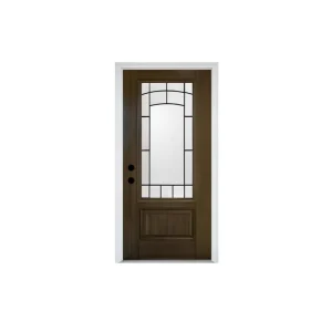 French-Style Solid Wood Front Entry Door with Postmodern Design and Fiberglass Screen