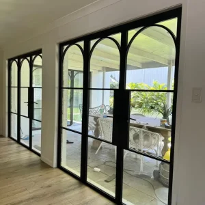 French Style Steel Wrought Iron Classical Double Swing Front Door