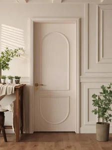 French Style Vintage Swing Bedroom Door Solid Wood Cream Lacquer Soundproof Waterproof Custom Interior Door
