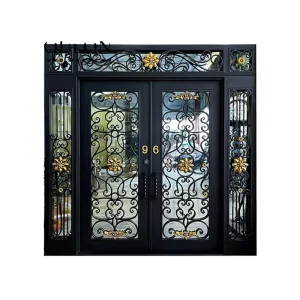 French Style Wrought Iron Villa Entry Door with Thermal Insulation and Smart Lock System