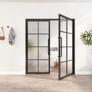 French Wrought Iron Double Door Entry Waterproof Swing Sliding Door in Black Color with Finished Surface