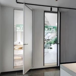 Frosted Glass Bathroom Shower Door with Magnetic Bolts, Waterproof Privacy Design, and Black Aluminum Frame