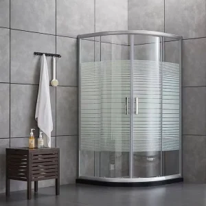 Frosted Printed 8mm Tempered Glass Sliding Shower Door with Dry-Wet Separation and Privacy Partition