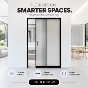 Frosted Spaces Easy Clean Glass Sliding Doors Aluminum Frame Waterproof Soundproof Sliding Doors for Villa or Hotel