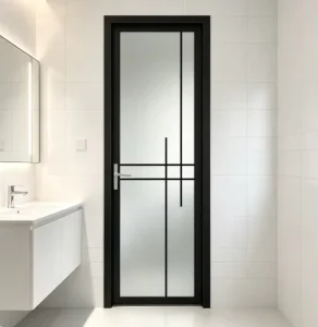 Frosted Tempered Glass Interior Aluminum Alloy Swing Door for Modern Bathrooms